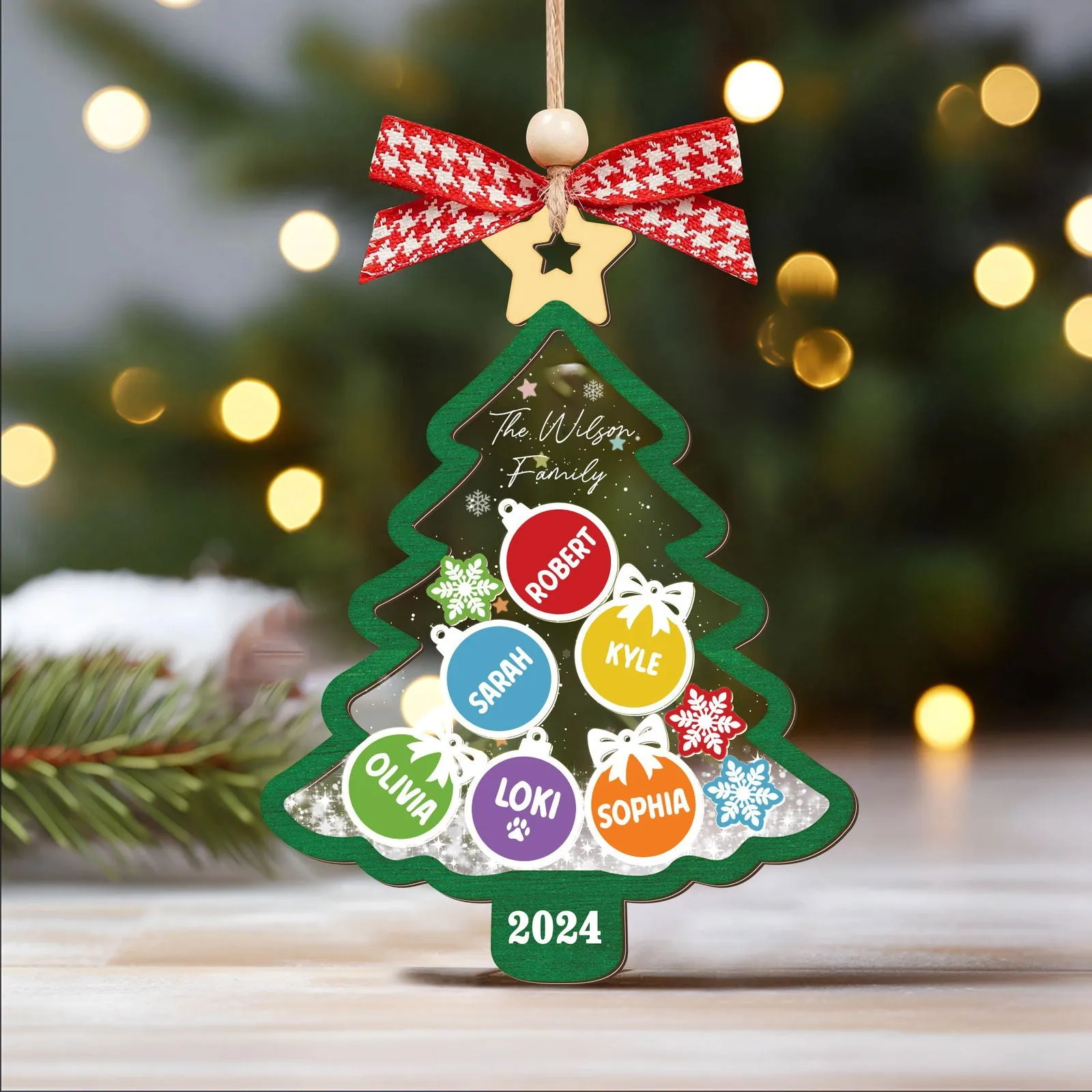 Personalized Family Shaker Ornament, Custom Family Christmas Tree Ornament CF648