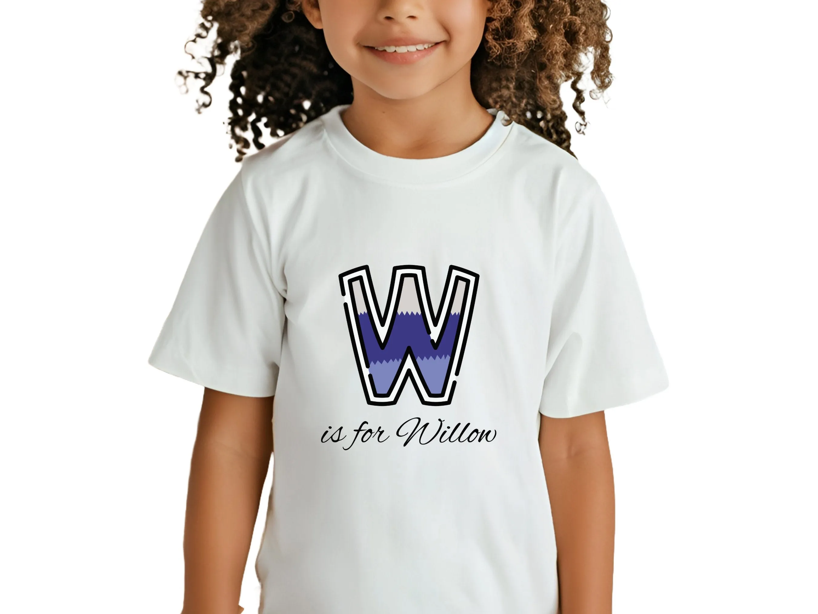 Personalized Kids Tshirt Gift For Toddler Girls with Initials W