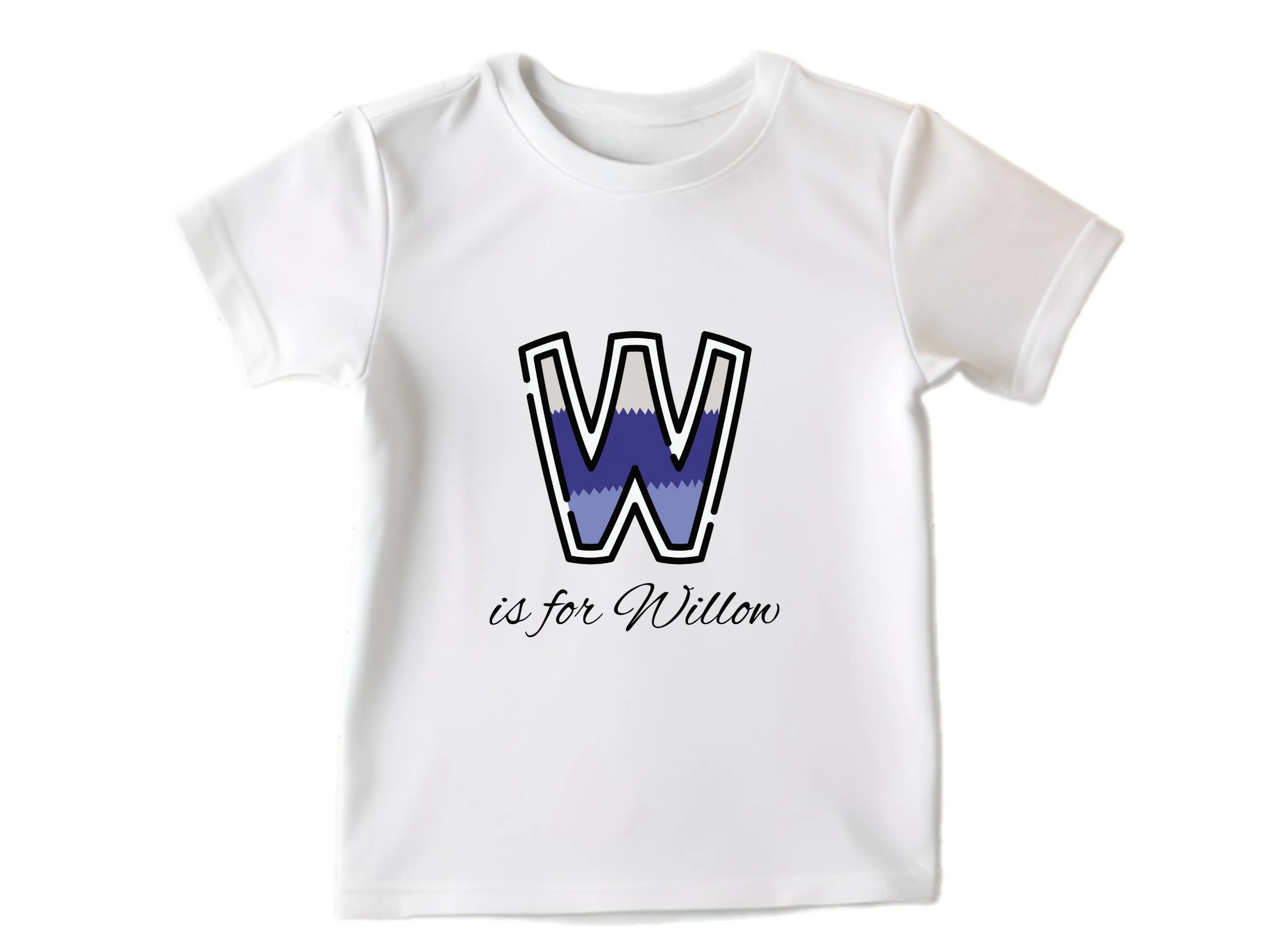 Personalized Kids Tshirt Gift For Toddler Girls with Initials W