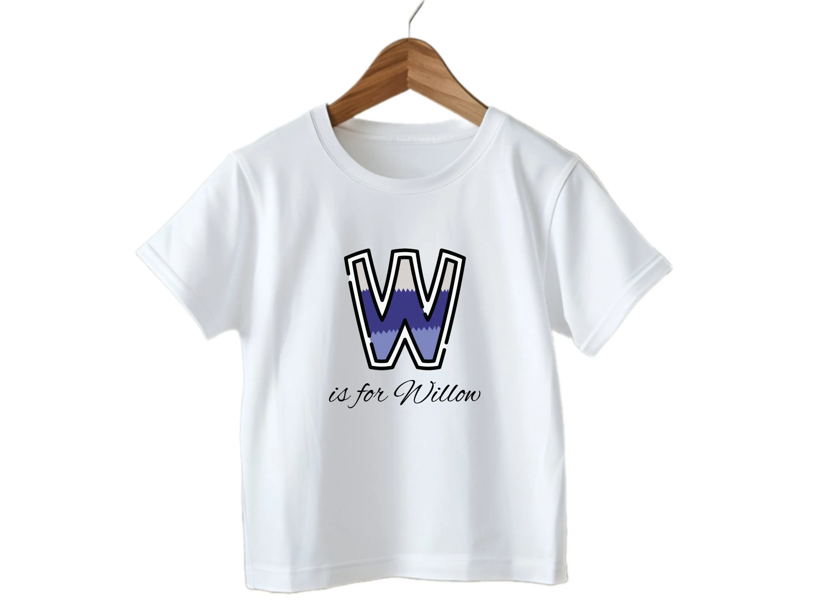 Personalized Kids Tshirt Gift For Toddler Girls with Initials W