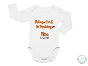 Personalized Name and Date Baby Bodysuit With Text Future Chief In Training