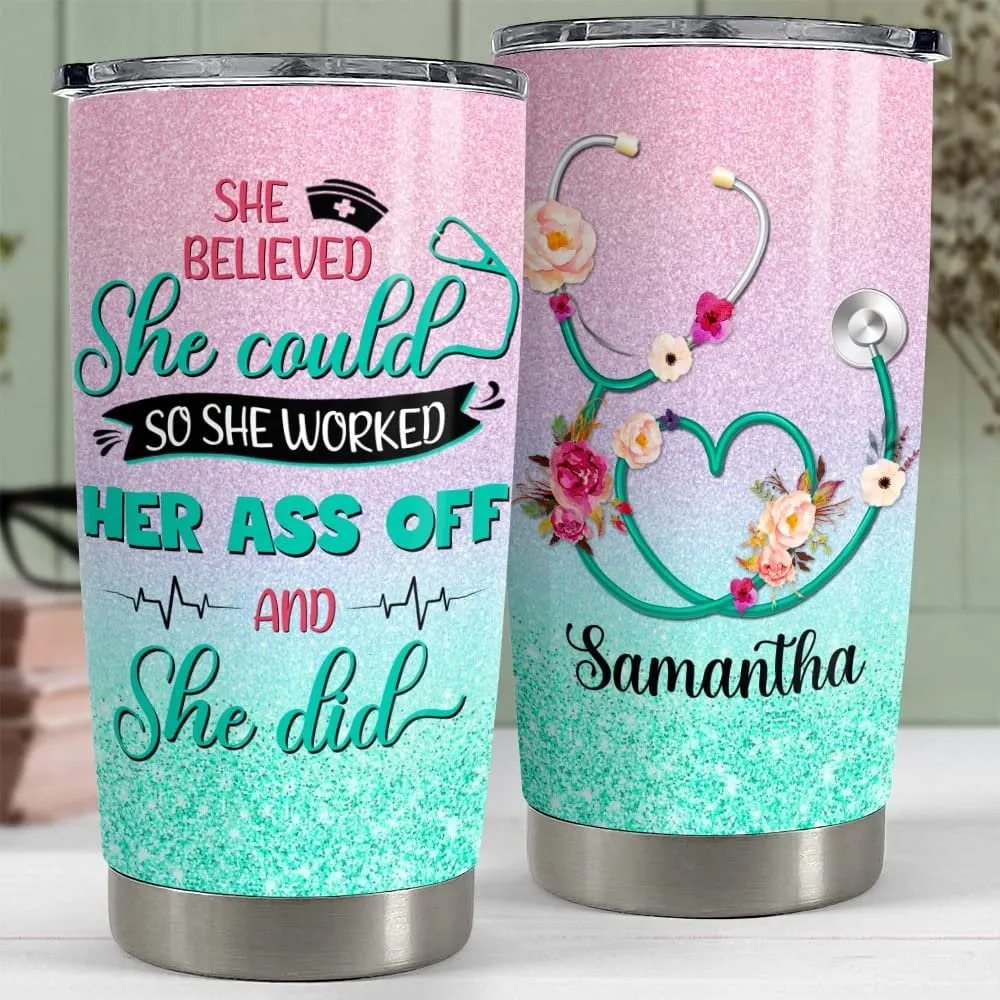 Personalized Nurse Tumbler Coffee Scrubs Rubber Gloves For Nurshes