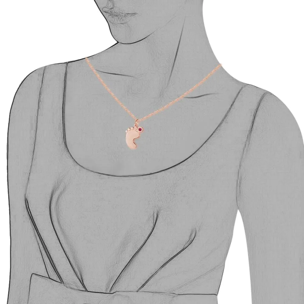 Personalized Silver, Yellow Gold and Rose Gold Feet Name Necklace w/Birthstone
