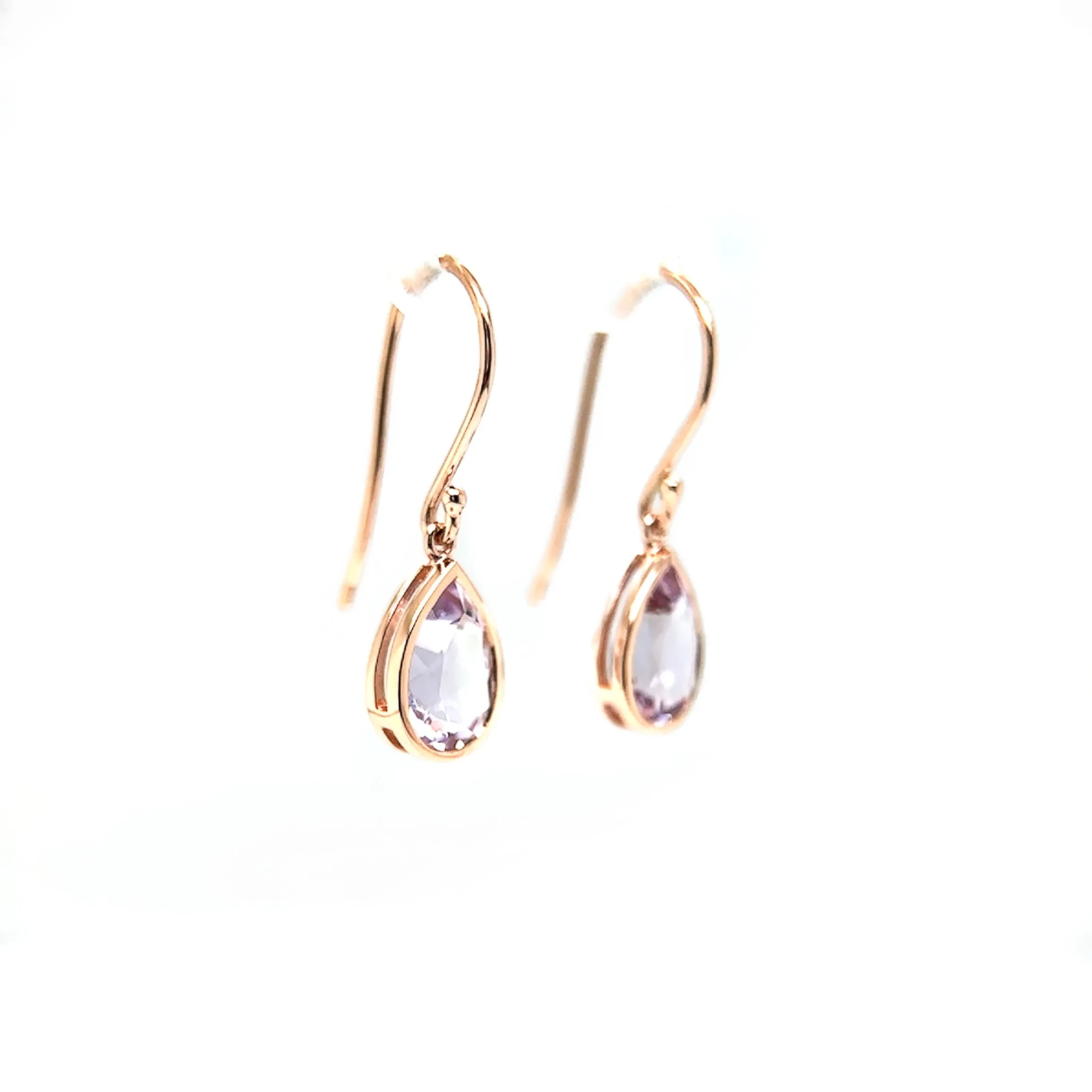 Pink Amethyst Pear Shape Drop Earrings