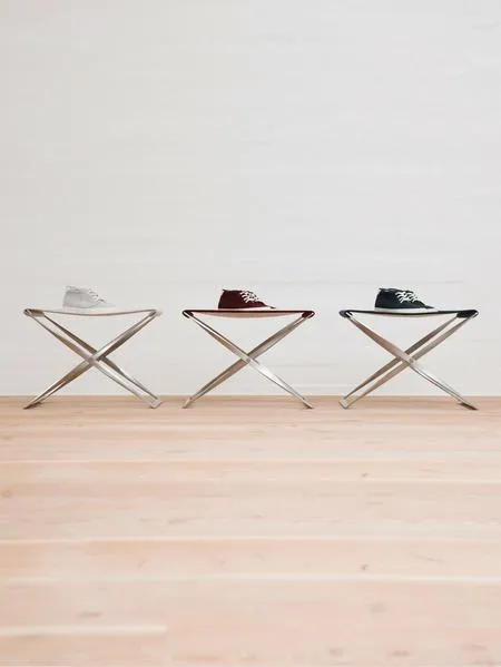 Poul Kjaerholm PK91 Folding Stool in Rustic Leather by Fritz Hansen