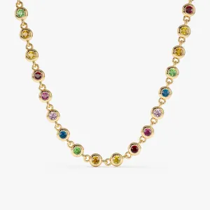 Rainbow Sapphire Tennis Necklace, Petra