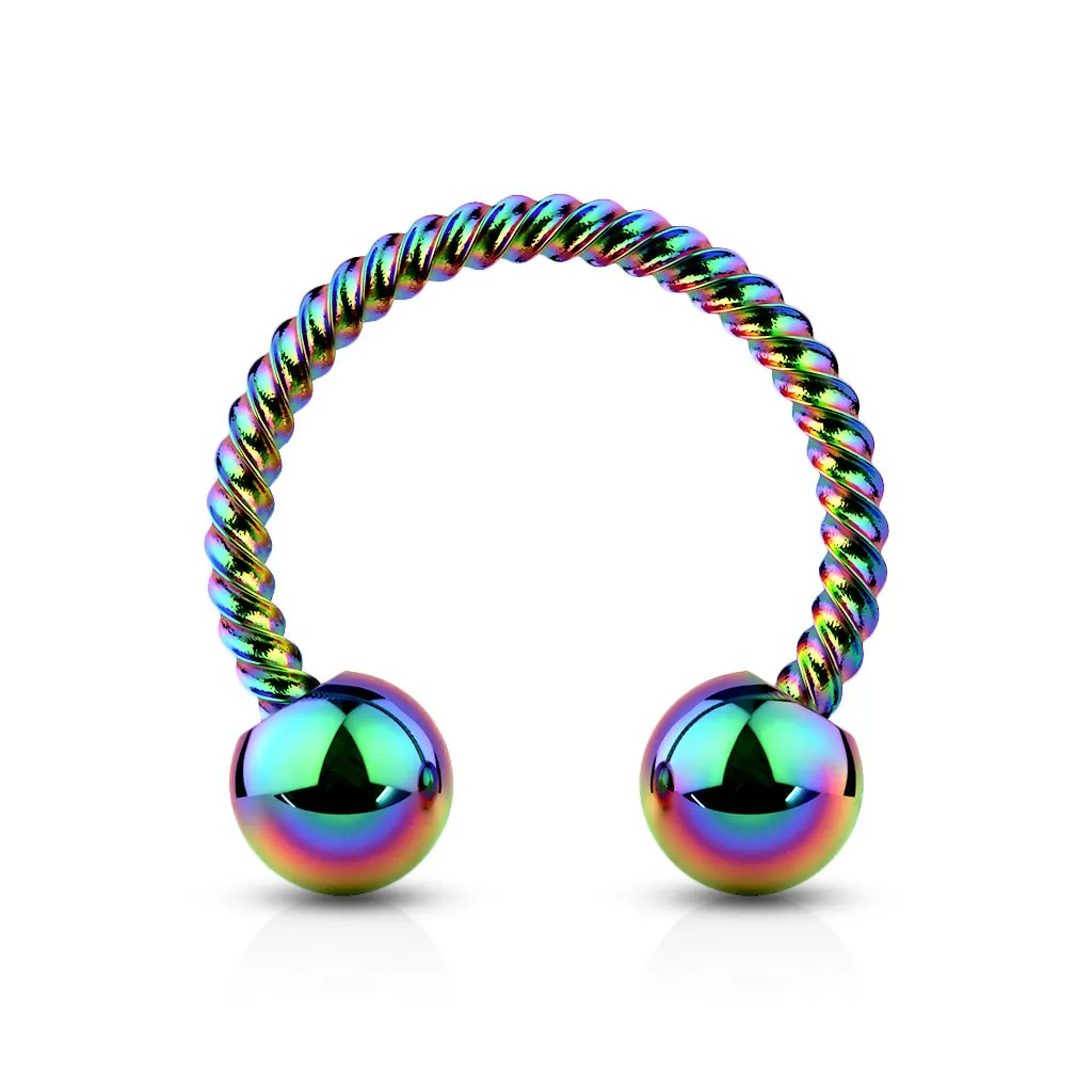 Rainbow Twisted Rope Circular Barbell/Horseshoe Piercing