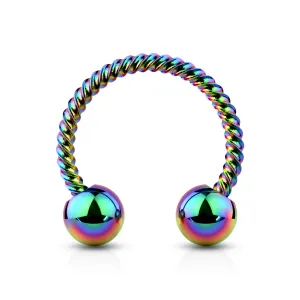 Rainbow Twisted Rope Circular Barbell/Horseshoe Piercing