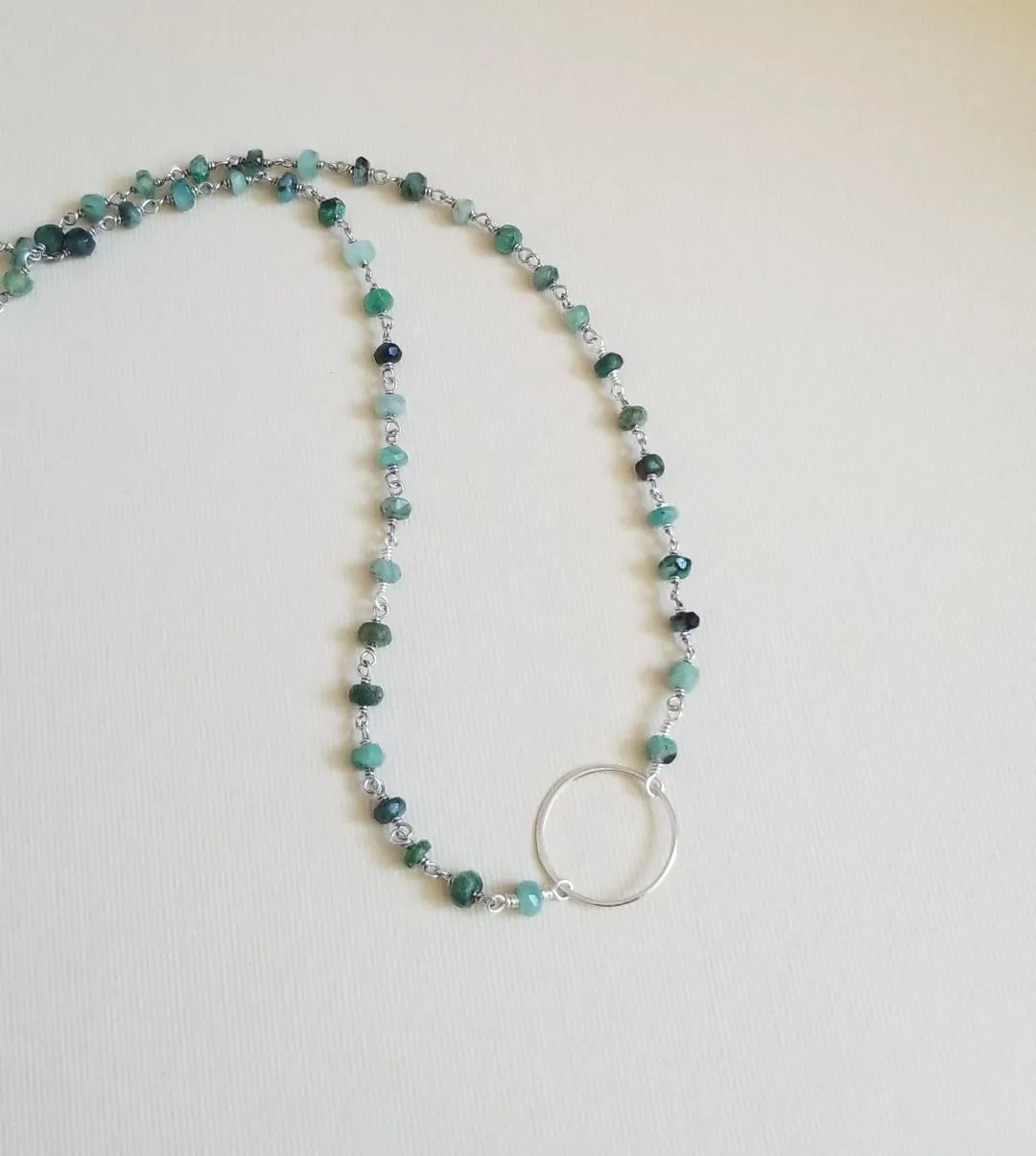 Raw Emerald Eternity Necklace