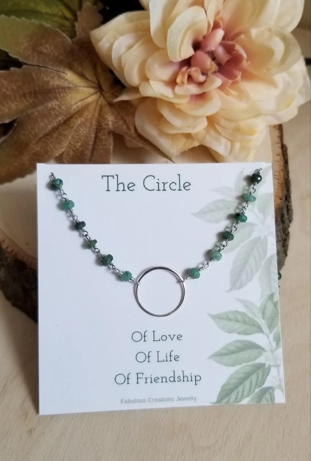 Raw Emerald Eternity Necklace