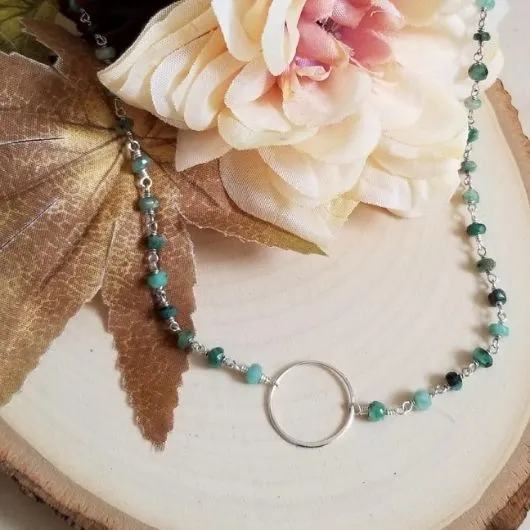 Raw Emerald Eternity Necklace