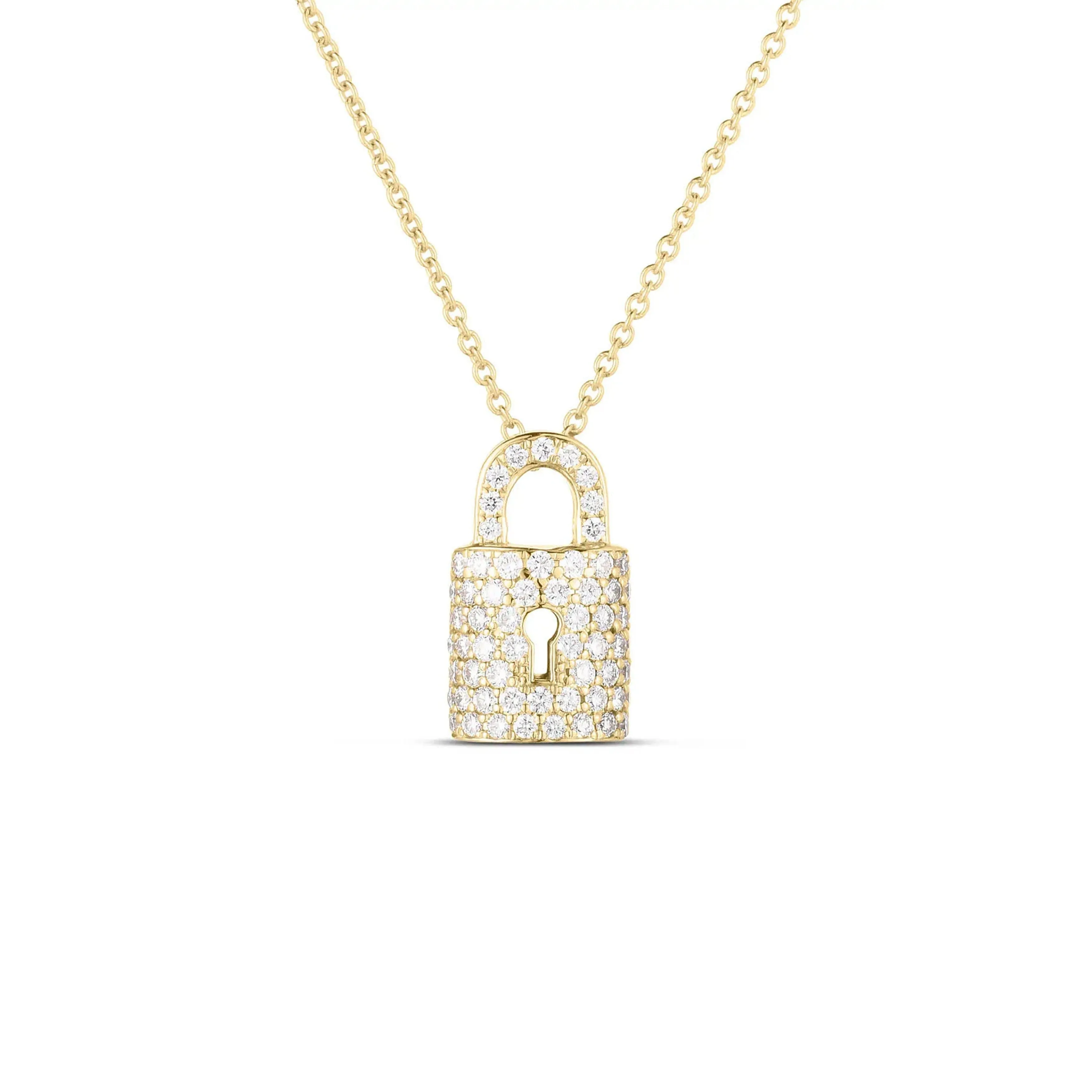 Roberto Coin 18K Yellow D.30 Lock Charm Necklace