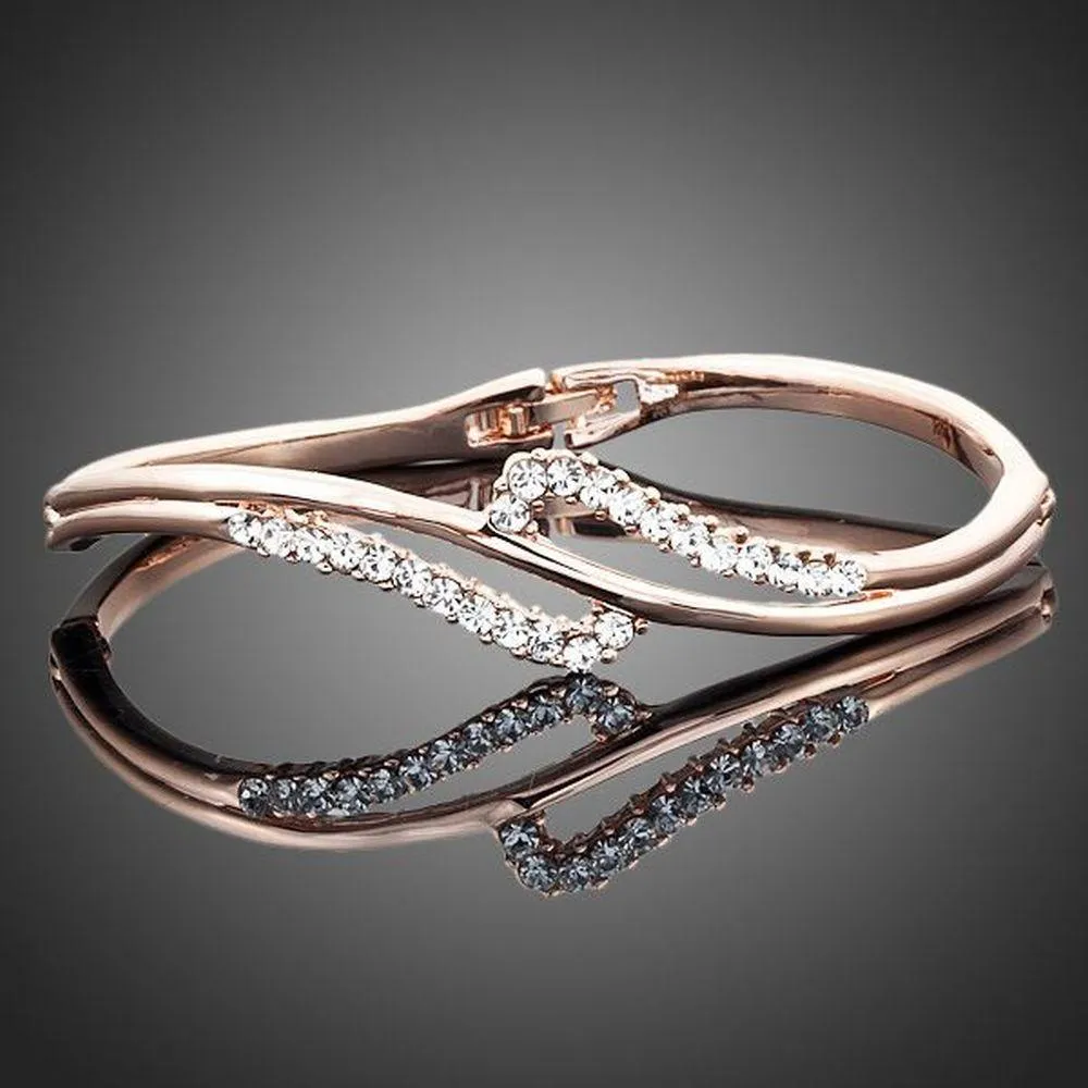 Rose Gold Austrian Crystal Bangle -KBQ0005
