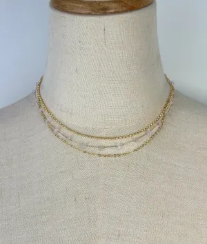Rose Stone Trio Necklace