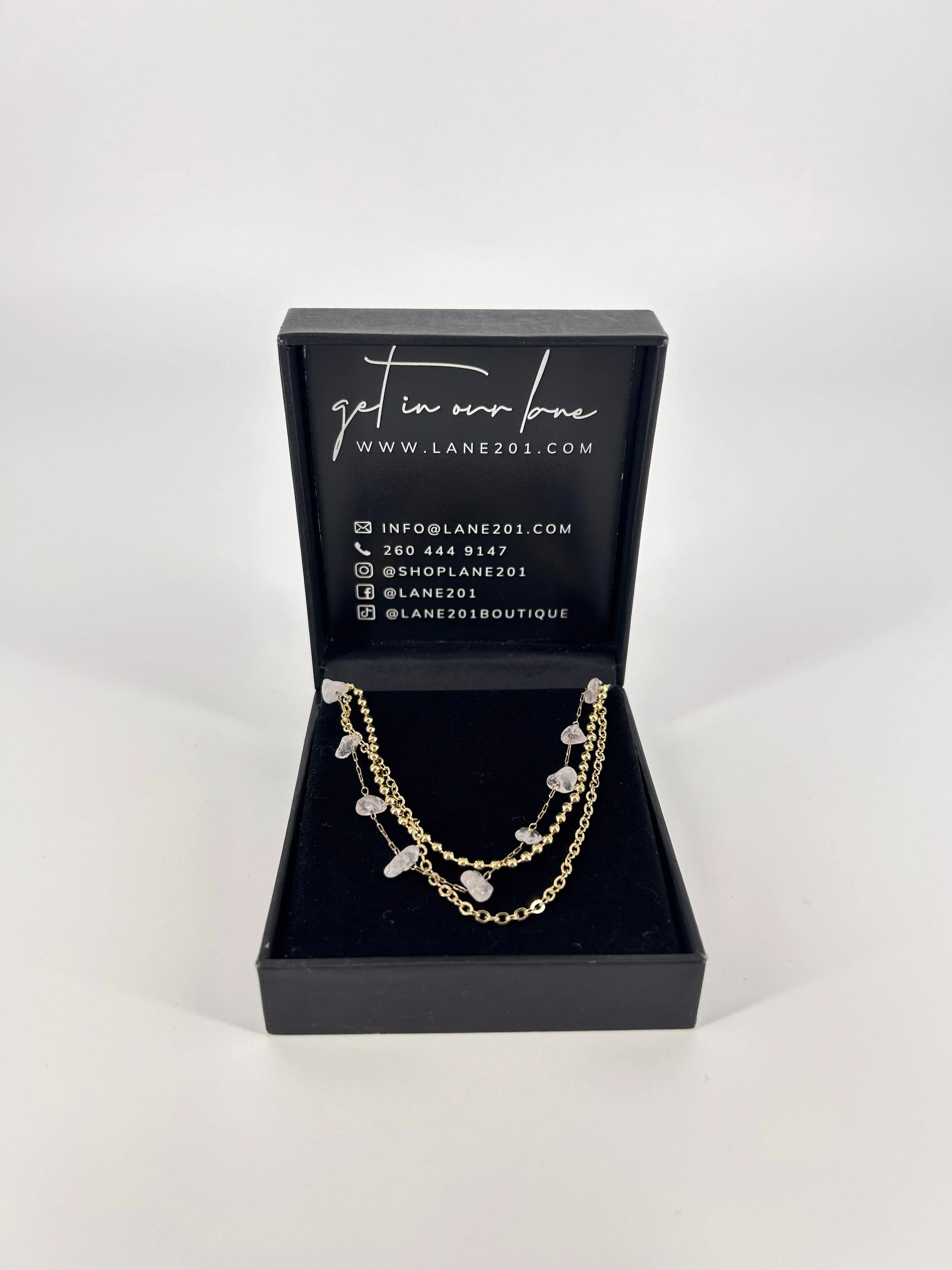 Rose Stone Trio Necklace
