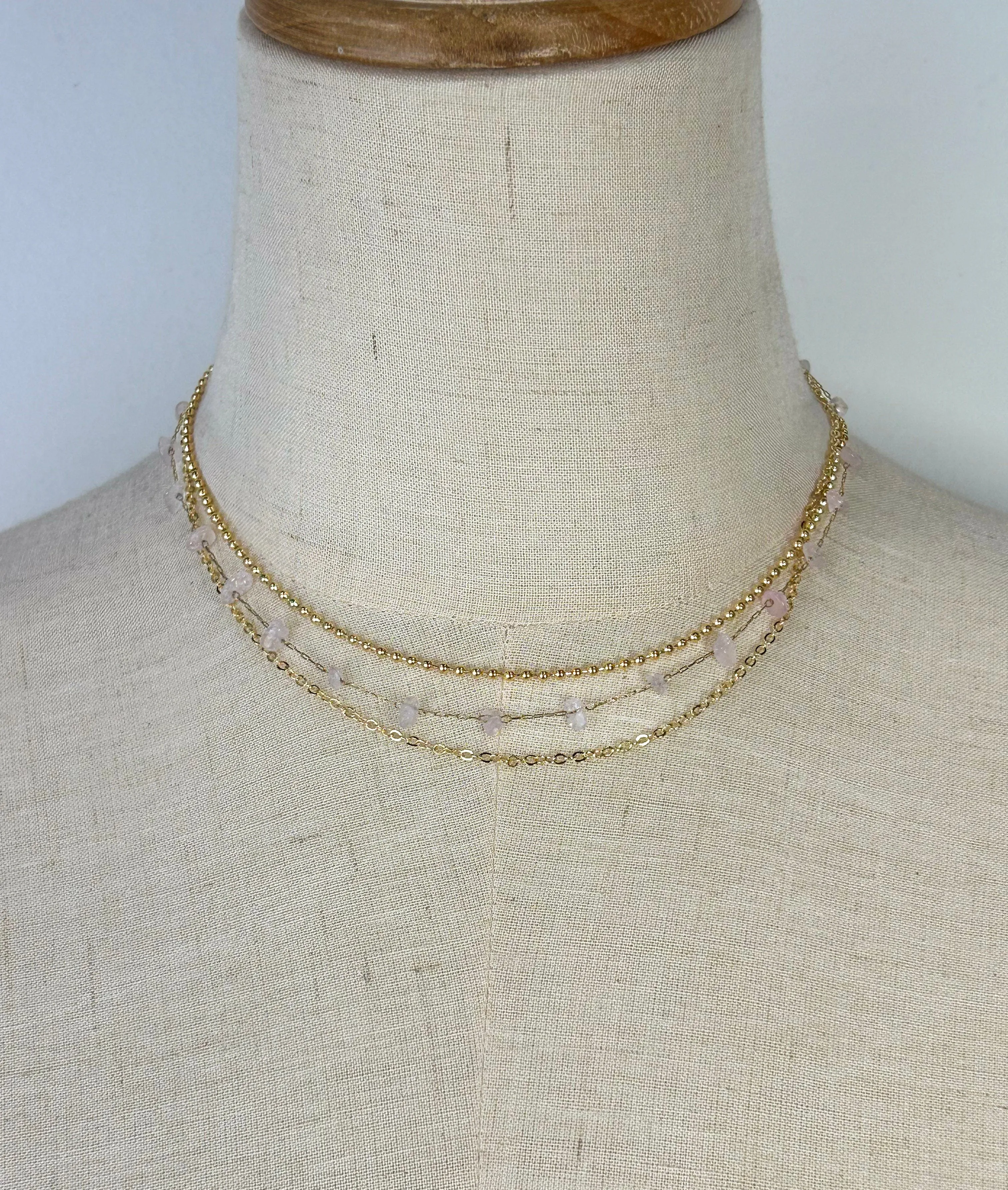 Rose Stone Trio Necklace