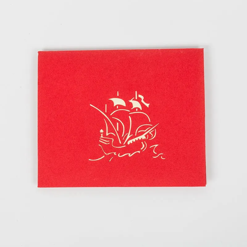 Sail into Smiles: A Personalized 3D Red Sailing Boat Pop-Up Greeting Card for Congrats, Thanks, Birthdays & More! Handmade with Love.