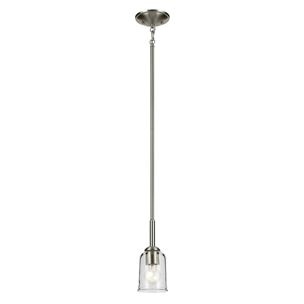 Shailene 11" 1-Light Mini Pendant Light with Clear Glass, Brushed Nickel Finish