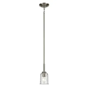 Shailene 11" 1-Light Mini Pendant Light with Clear Glass, Brushed Nickel Finish