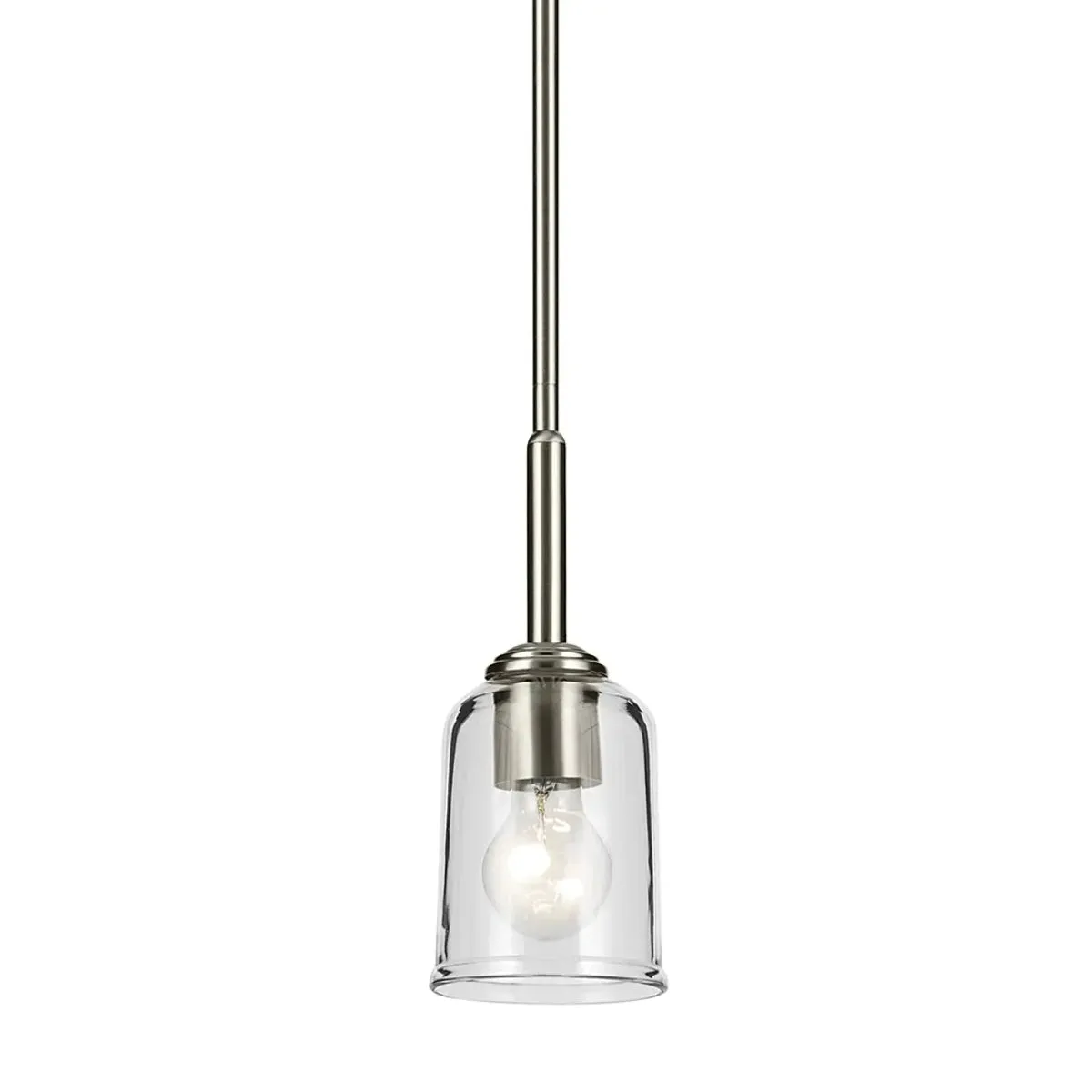 Shailene 11" 1-Light Mini Pendant Light with Clear Glass, Brushed Nickel Finish