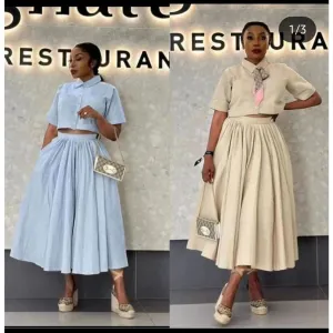 Short Sleeve Crop Top & Skirt Set