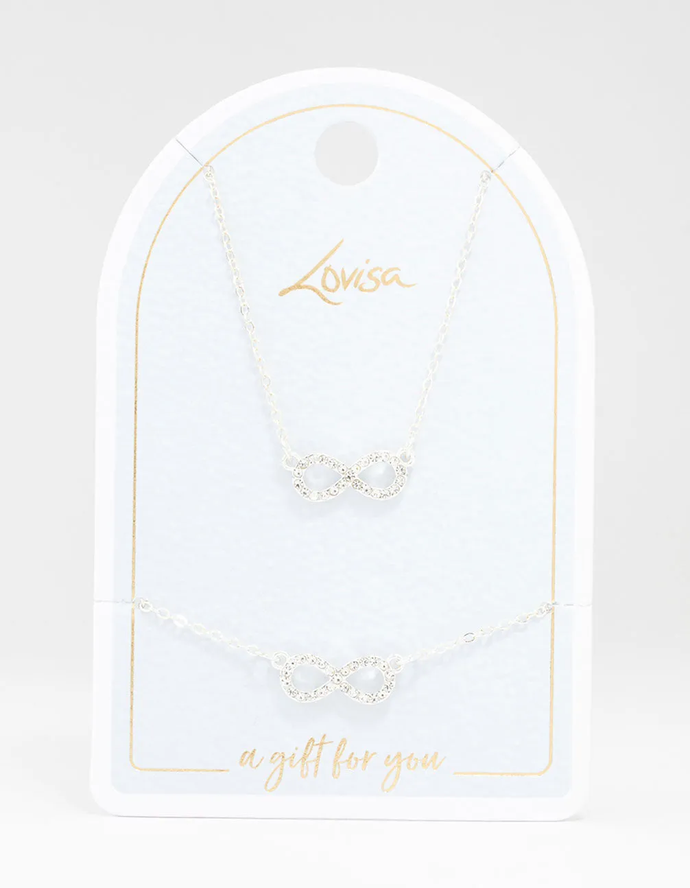 Silver Infinity Necklace & Bracelet Set