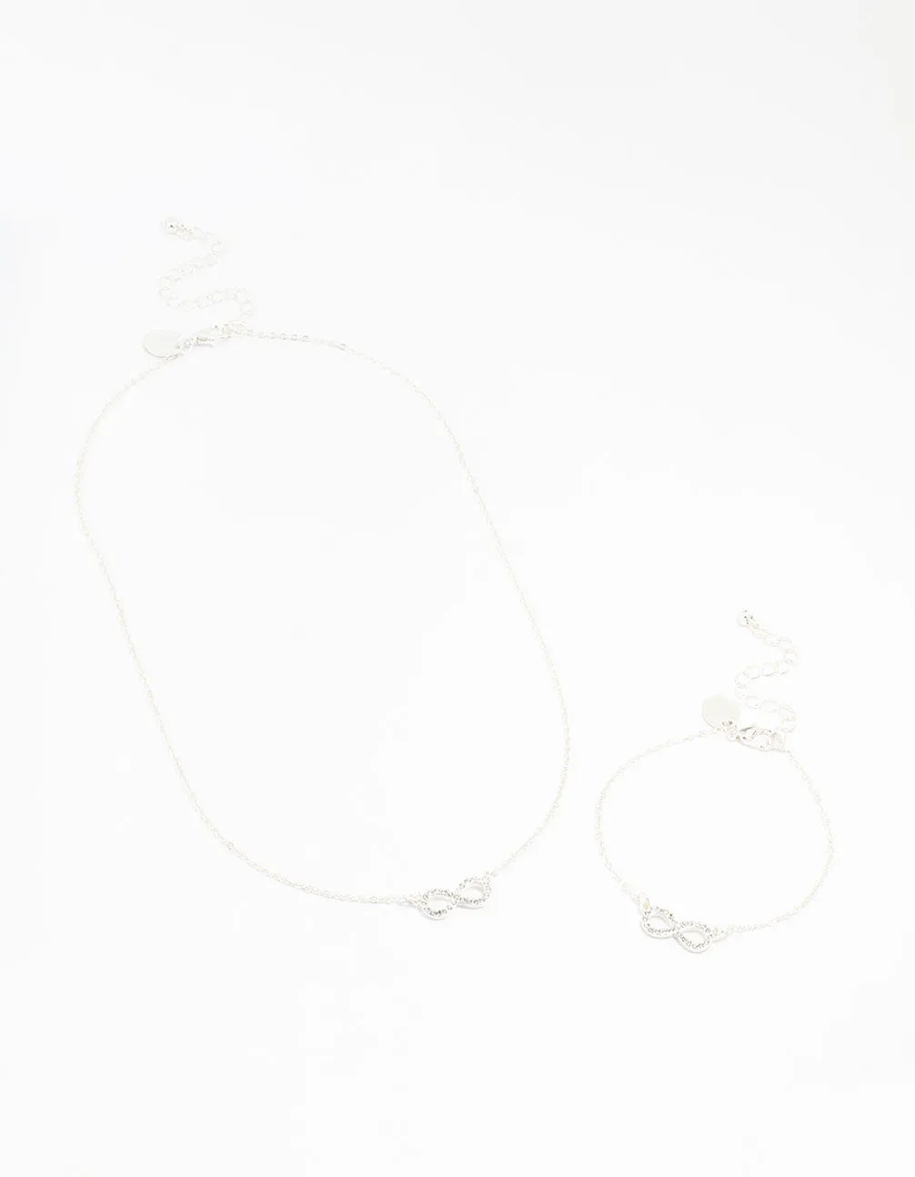 Silver Infinity Necklace & Bracelet Set