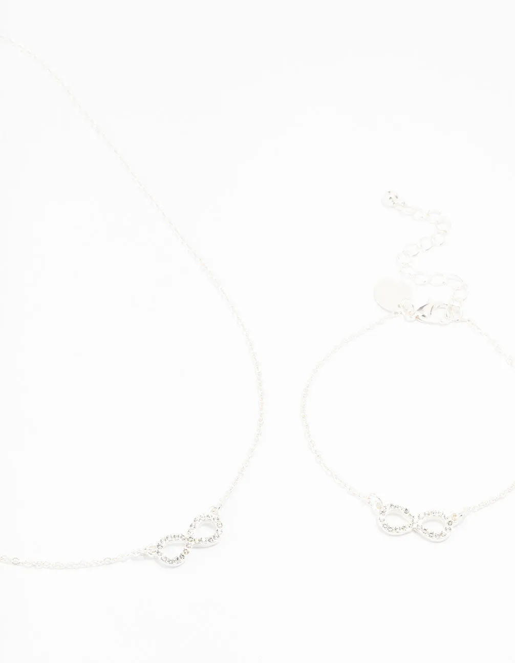 Silver Infinity Necklace & Bracelet Set