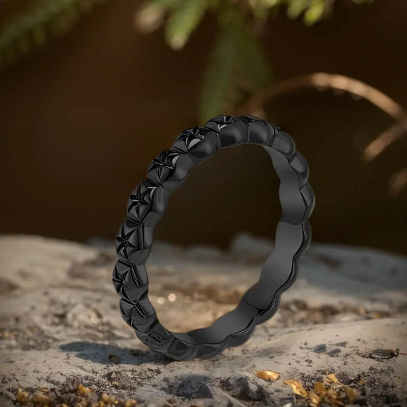 Simple Floral Stainless Steel Band Ring