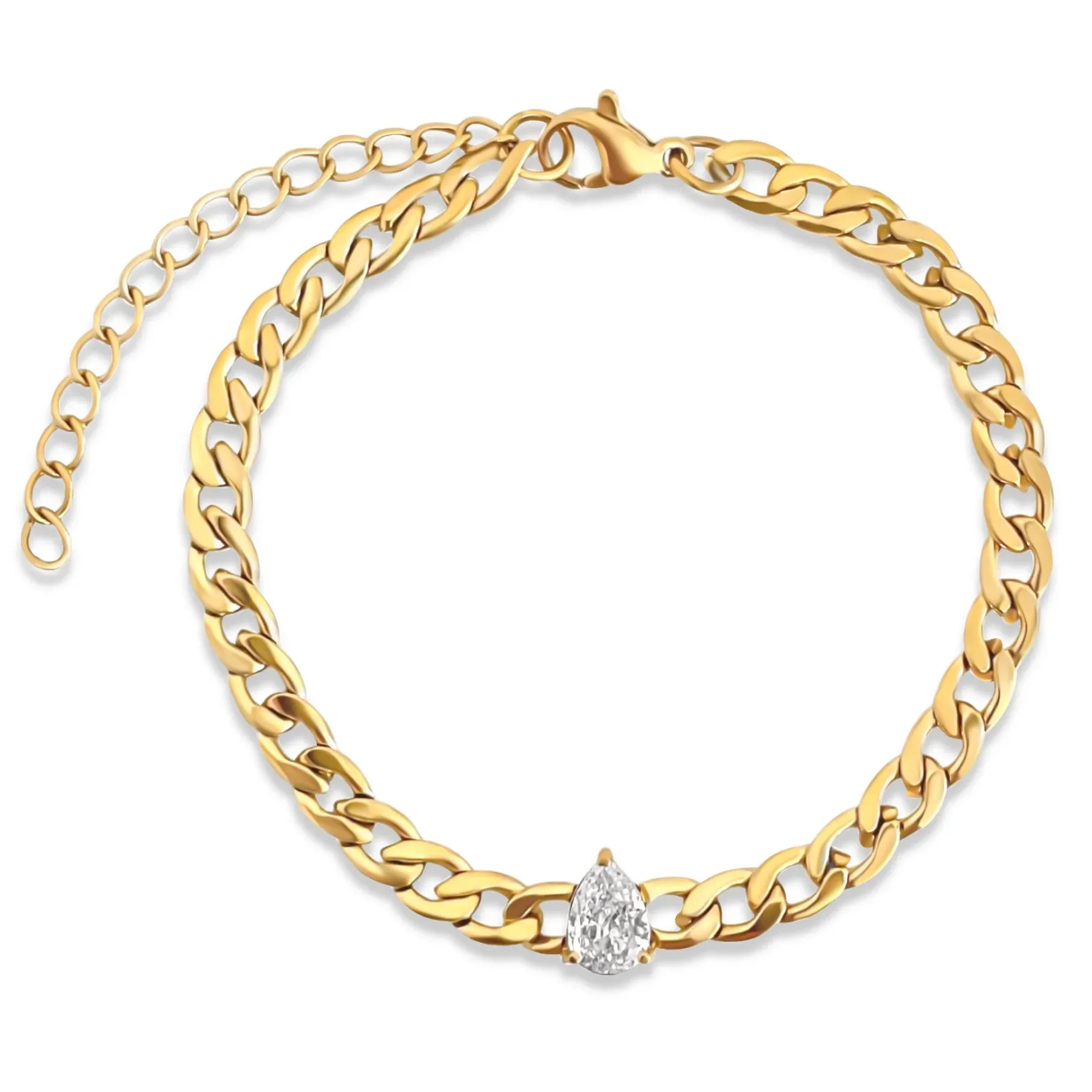 Skylar Pear Chain Bracelet Gold