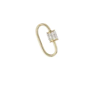 Small 14K Gold Carabiner Charm Enhancer with Diamonds