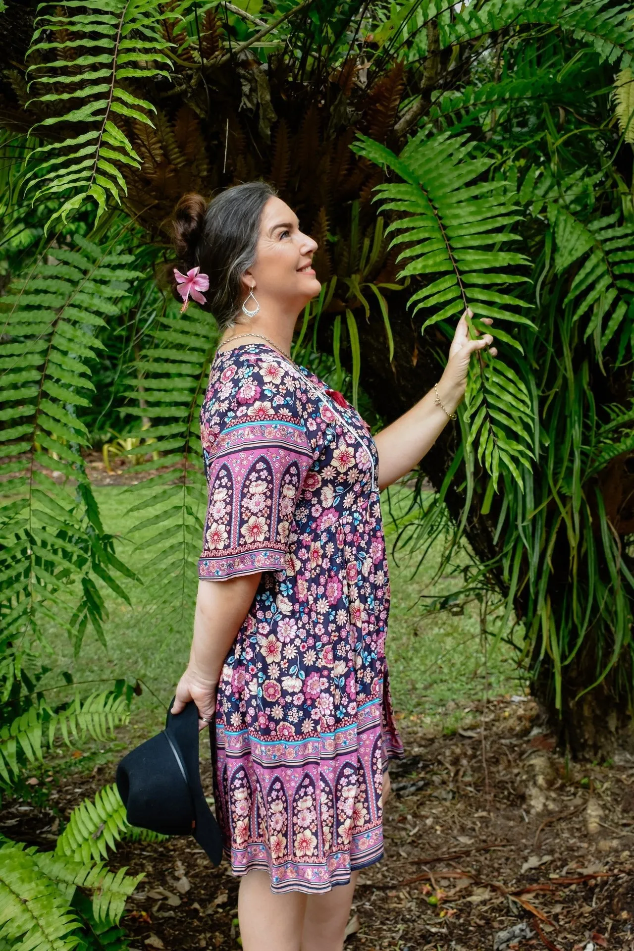 Stellar Short Dress - Incense Charcoal and Dusty Pink