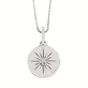 Sterling Silver 0.01ctw Diamond Star Medallion Necklace