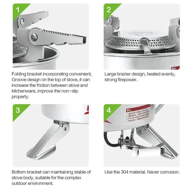 Strong Firepower Camping Stove Gas Outdoor Cooker Picnic Cookout Stainless Steel Split-Type Stove Hiking Equipment Butane Blaze