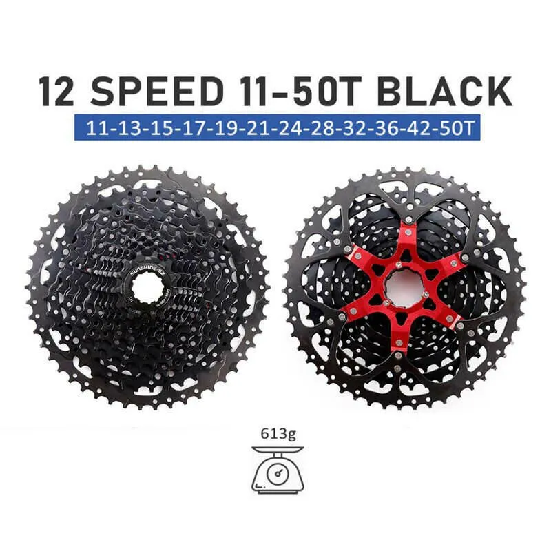 SUNSHINE 10 Speed Cassette 10S 11S 12S MTB Bike Road Bicycle Freewheel 10V 11V 12V 36/42/46/50T 52T for Deore M6000 M6100 SRAM