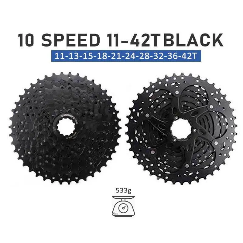 SUNSHINE 10 Speed Cassette 10S 11S 12S MTB Bike Road Bicycle Freewheel 10V 11V 12V 36/42/46/50T 52T for Deore M6000 M6100 SRAM