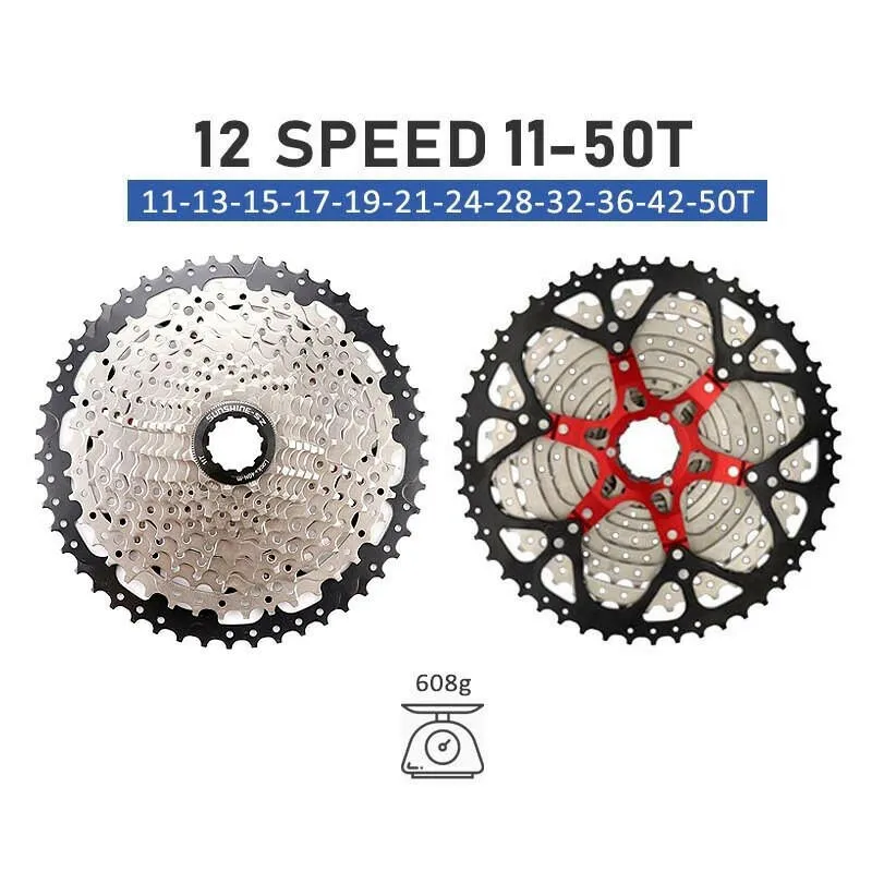SUNSHINE 10 Speed Cassette 10S 11S 12S MTB Bike Road Bicycle Freewheel 10V 11V 12V 36/42/46/50T 52T for Deore M6000 M6100 SRAM