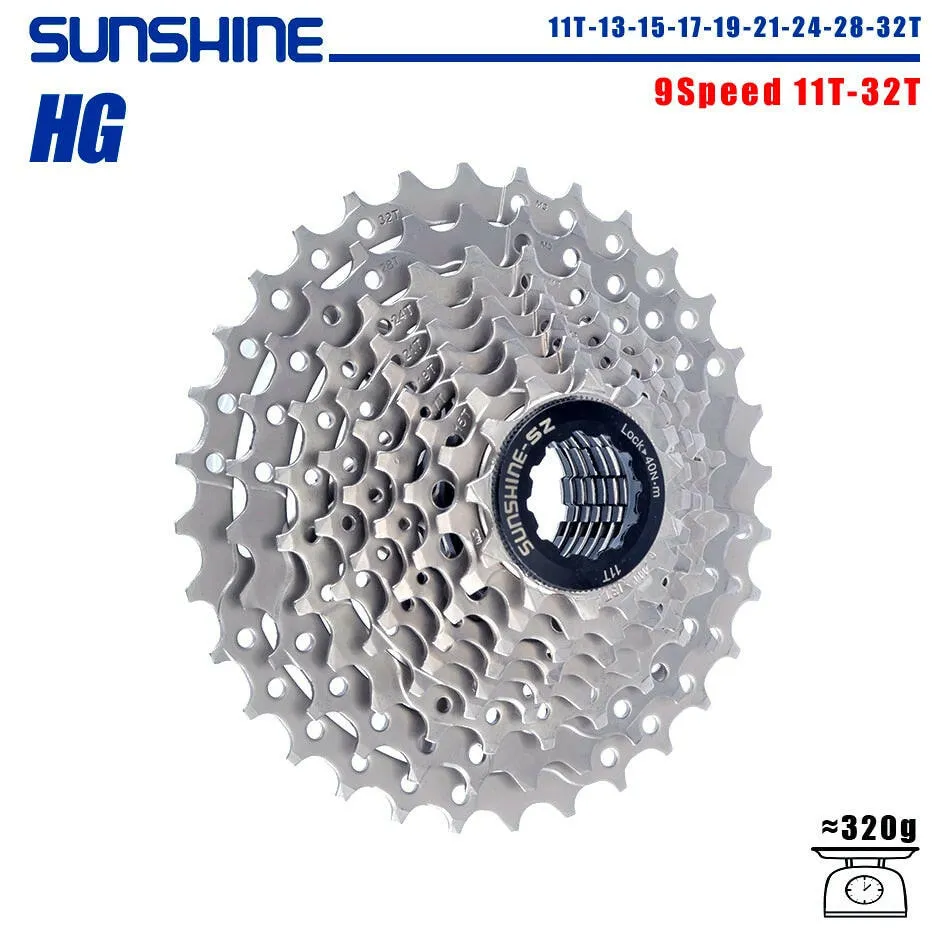 SUNSHINE Bicycle Cassette 8/9/10/11/12Speed Freewheel HG Structure Sprocket 32/36T/40T/42T/46T/50T/52T Flywheel For SHIMANO/SRAM