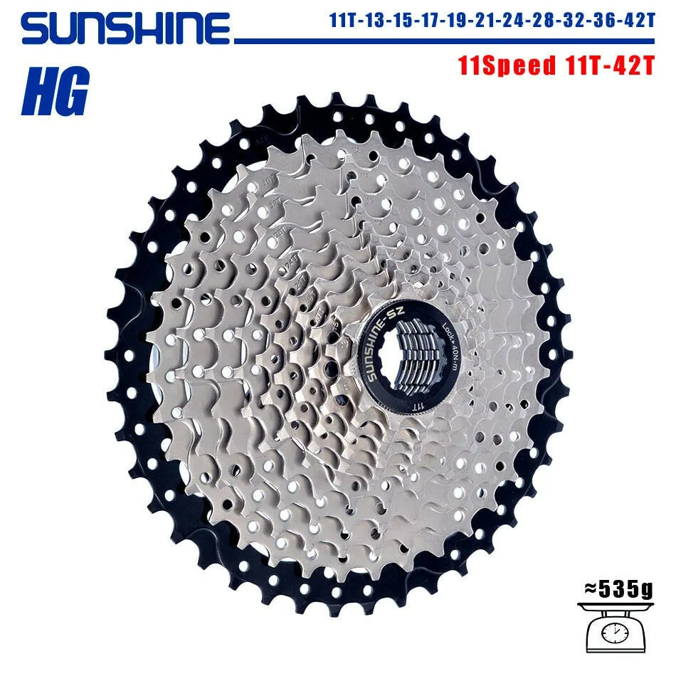 SUNSHINE Bicycle Cassette 8/9/10/11/12Speed Freewheel HG Structure Sprocket 32/36T/40T/42T/46T/50T/52T Flywheel For SHIMANO/SRAM