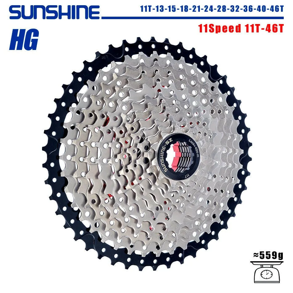 SUNSHINE Bicycle Cassette 8/9/10/11/12Speed Freewheel HG Structure Sprocket 32/36T/40T/42T/46T/50T/52T Flywheel For SHIMANO/SRAM