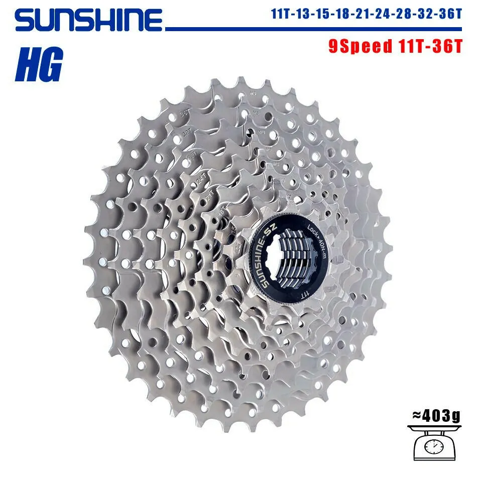 SUNSHINE Bicycle Cassette 8/9/10/11/12Speed Freewheel HG Structure Sprocket 32/36T/40T/42T/46T/50T/52T Flywheel For SHIMANO/SRAM