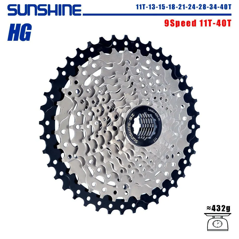 SUNSHINE Bicycle Cassette 8/9/10/11/12Speed Freewheel HG Structure Sprocket 32/36T/40T/42T/46T/50T/52T Flywheel For SHIMANO/SRAM