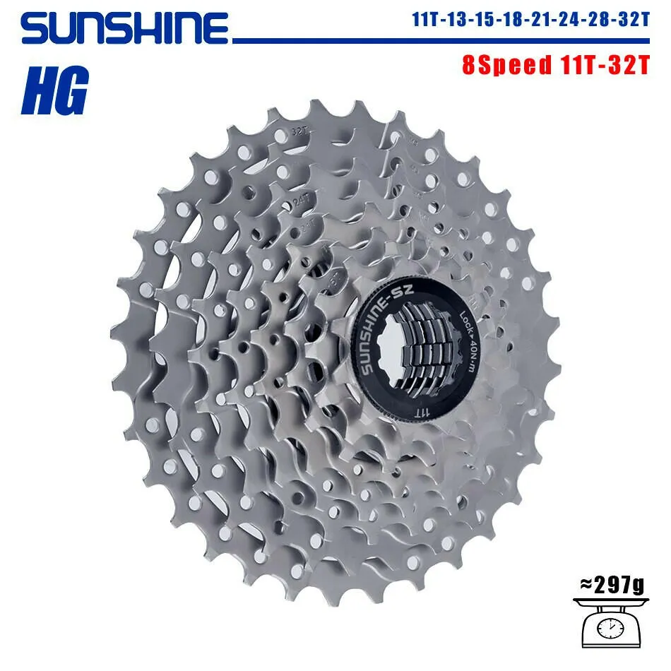 SUNSHINE Bicycle Cassette 8/9/10/11/12Speed Freewheel HG Structure Sprocket 32/36T/40T/42T/46T/50T/52T Flywheel For SHIMANO/SRAM