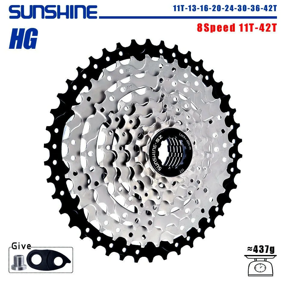 SUNSHINE Bicycle Cassette 8/9/10/11/12Speed Freewheel HG Structure Sprocket 32/36T/40T/42T/46T/50T/52T Flywheel For SHIMANO/SRAM
