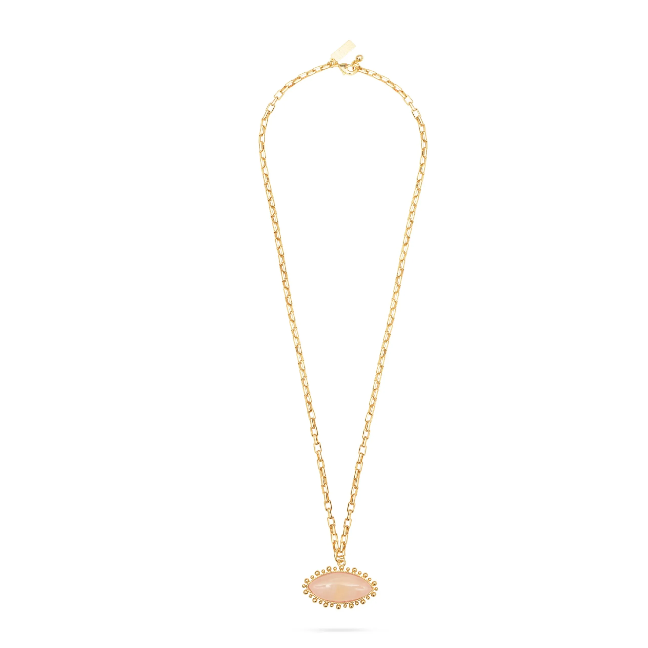 Talis Chains Pink Quartz Eye Pendant Necklace in Pink