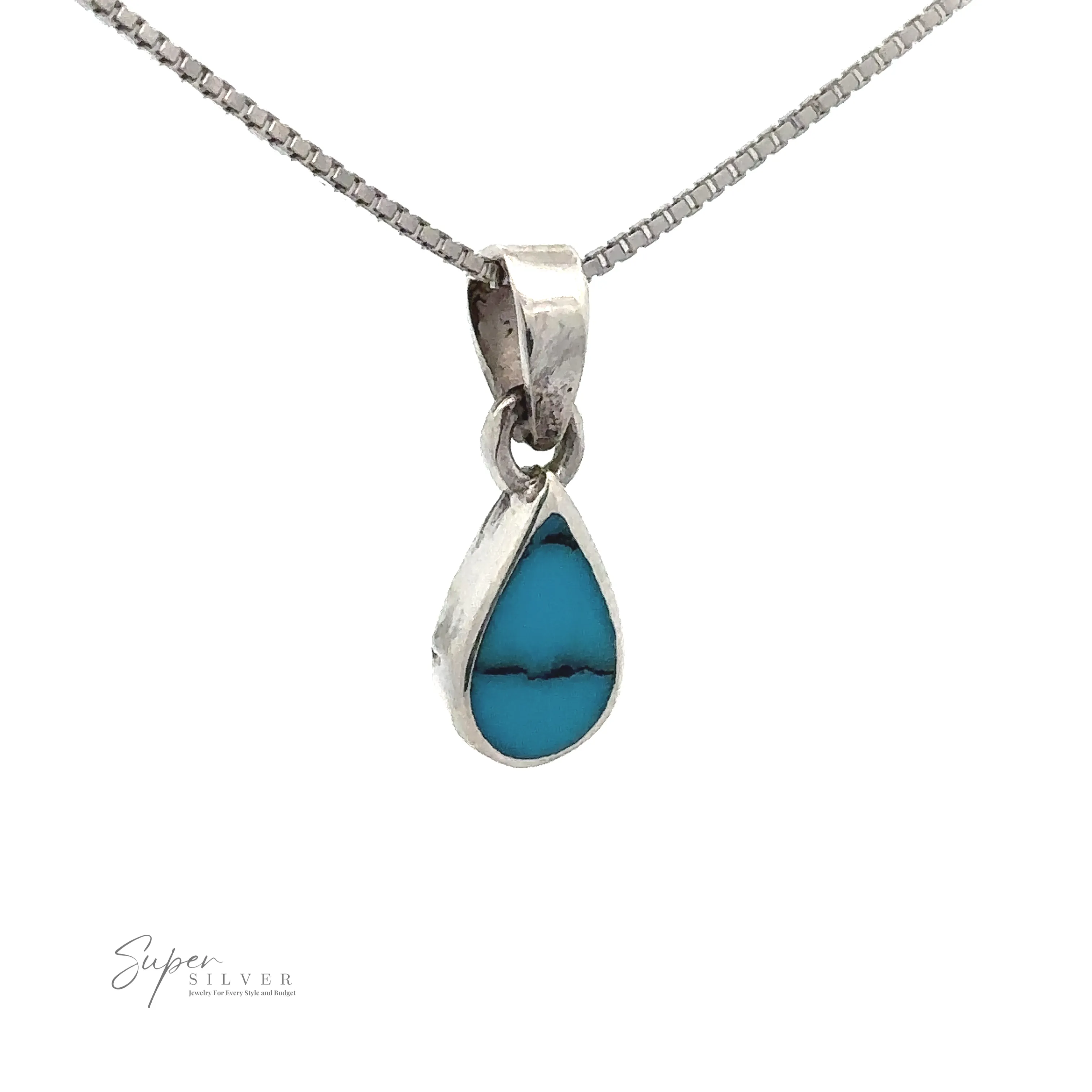Tiny Inlay Teardrop Pendant