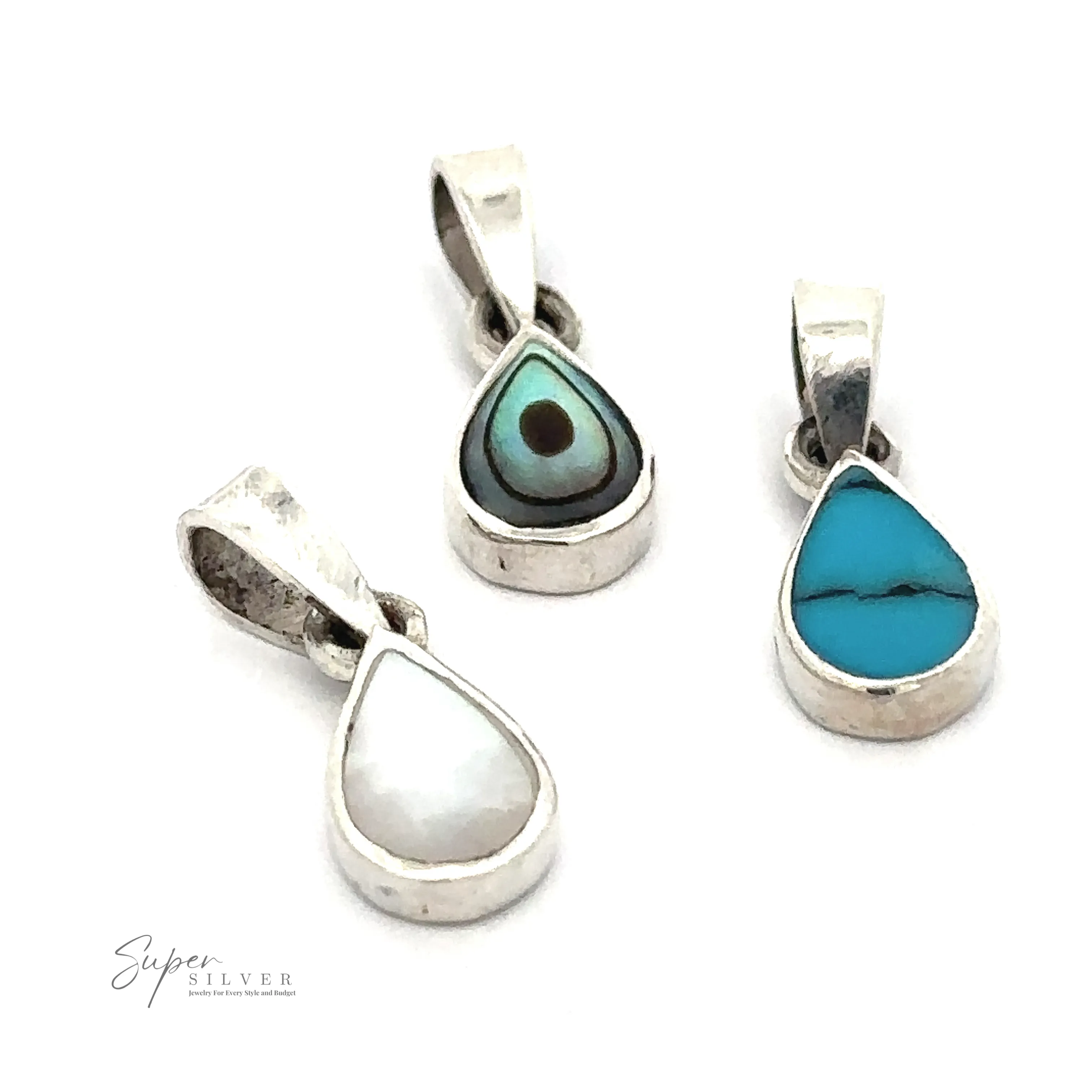 Tiny Inlay Teardrop Pendant