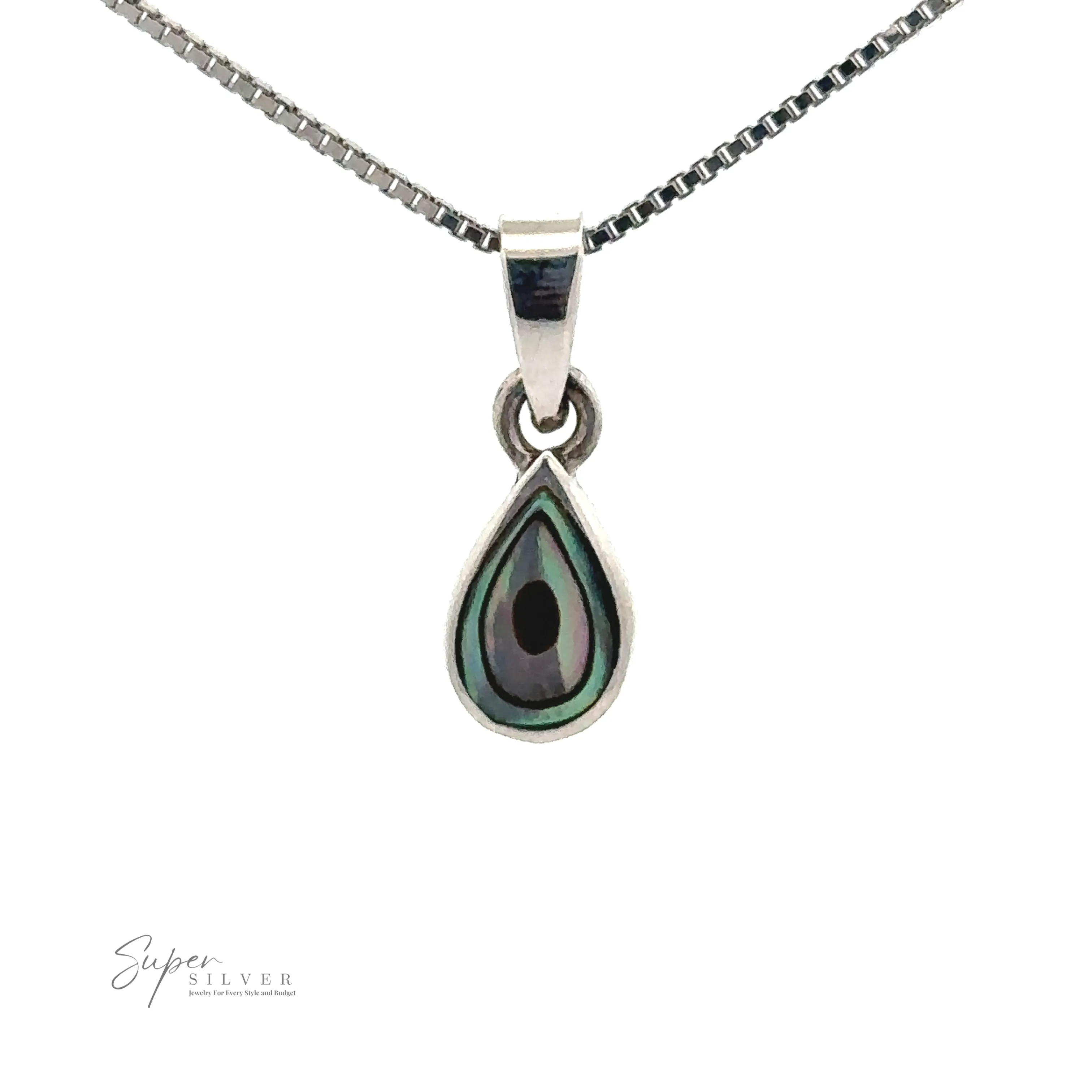 Tiny Inlay Teardrop Pendant