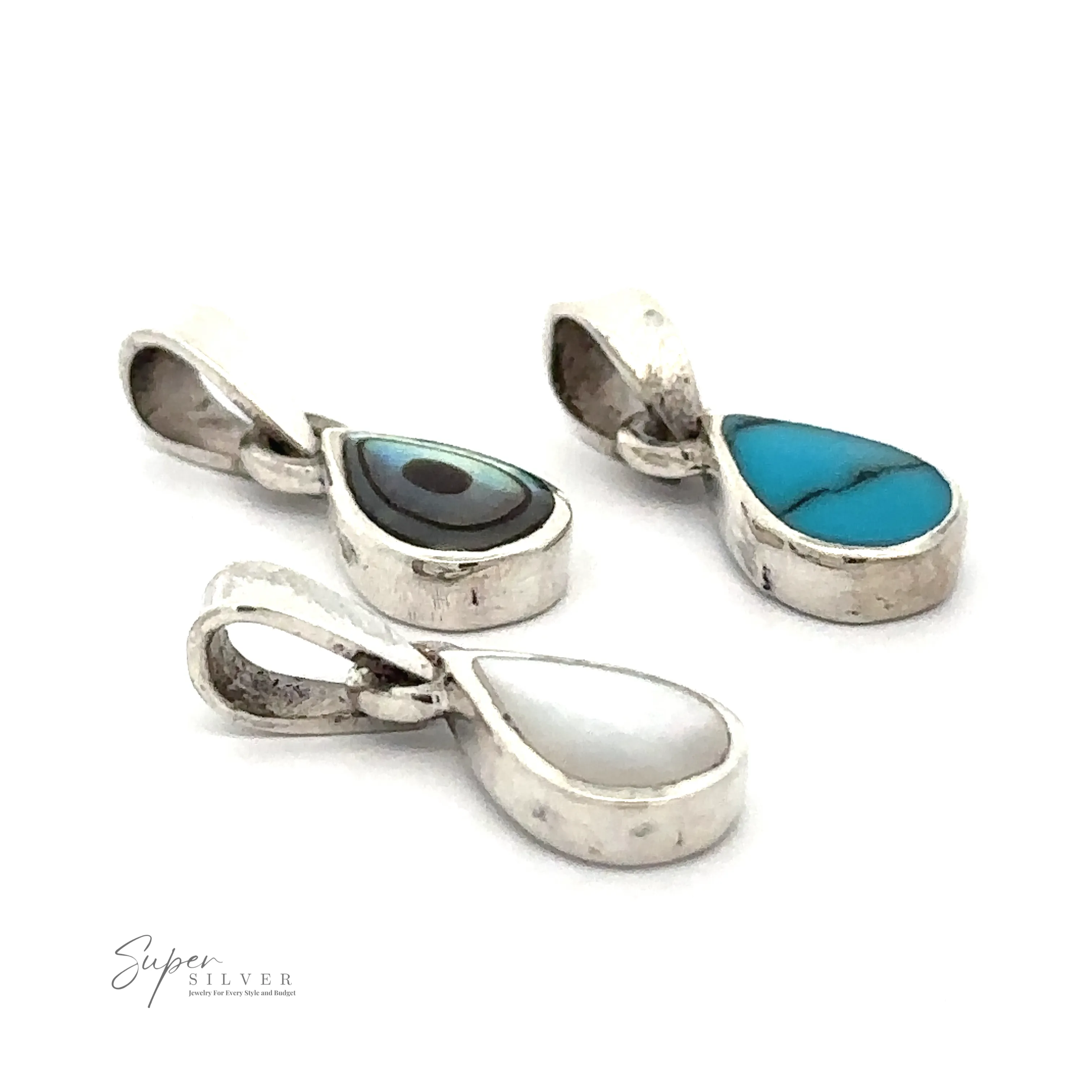 Tiny Inlay Teardrop Pendant