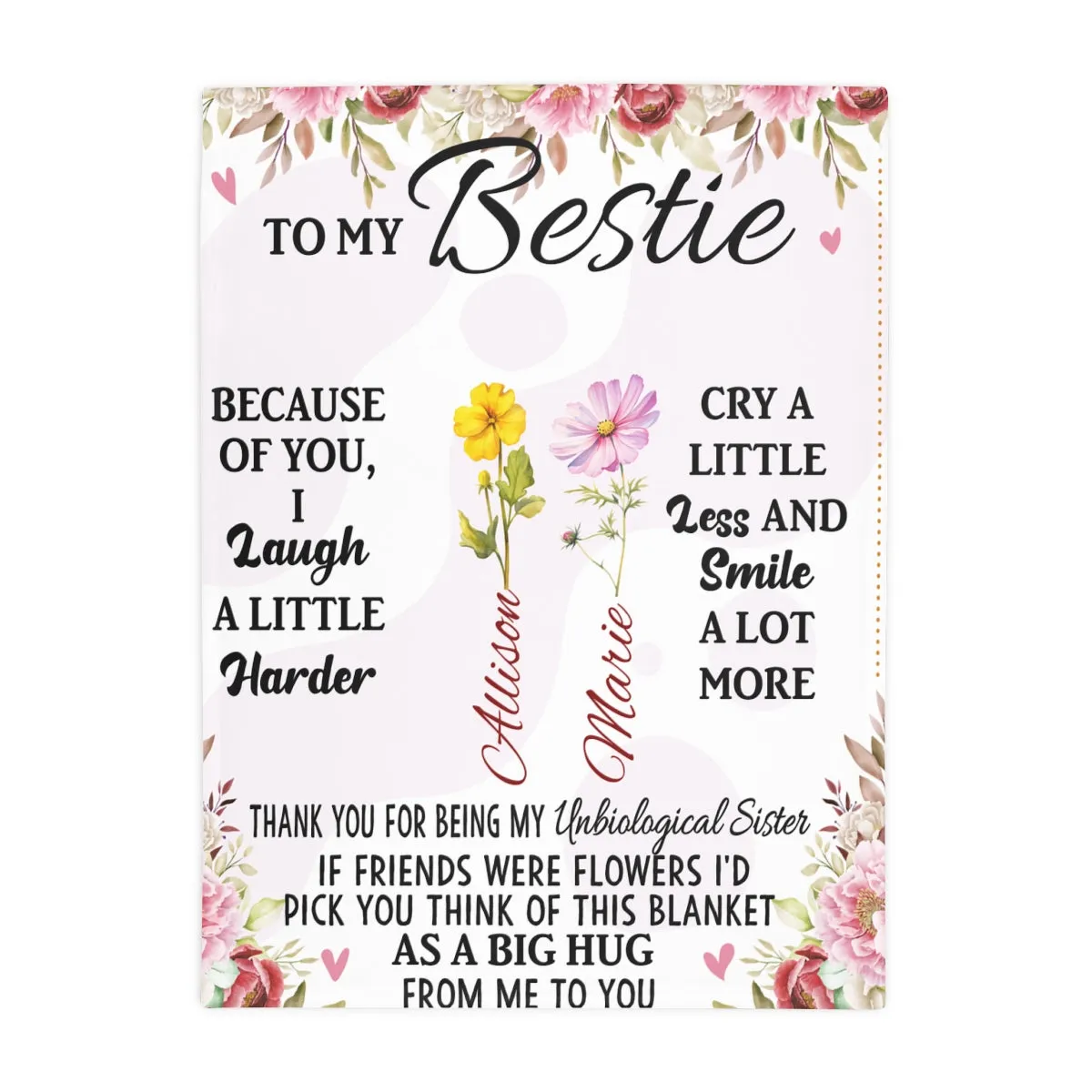 To My Bestie Personalized Fleece Blanket
